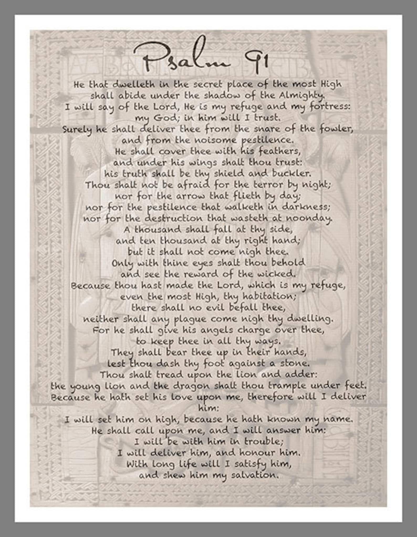 Psalm 91 Canvas. Bible Art "psalm 91" Scripture Wall Art, Wisdom, Inspirational - Etsy