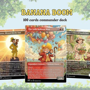 Banana Boom Proxy Deck 100 Cards + Tokens | Funny Monkey Commander Deck | Ready to Play Full Commander Deck