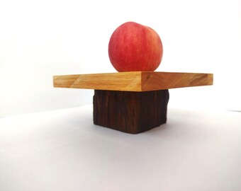 Minimale houten taartvorm 15 cm | Handgemaakte dessertstandaard | Houten displaystandaard | Rustiek keukendecor