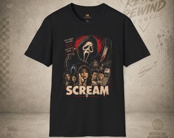 Maglietta con il design di Ghostface del film Scream / Maglietta con la locandina del film horror