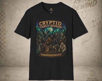 Maglietta per la riunione di famiglia dei criptidi / Bigfoot, Loch Ness, Mothman, design di creature