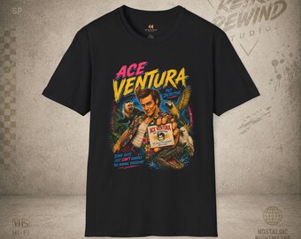 Maglietta con locandina del film Ace Ventura / Maglietta retrò Pet Detective