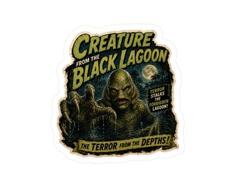 Adesivo in vinile fustellato "Creatura della Laguna Nera" / Adesivo retrò con mostro