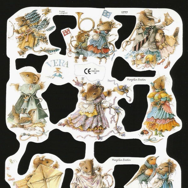 Mamelok English Embossed Vintage Style Scrap Die Cut Relief- Vera Mouse (Marjolein Bastin) 1777