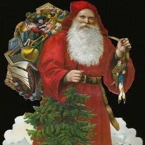 Troquelado de estilo vintage alemán en relieve - Papá Noel y juguetes navideños WOW BK5020 (Serie BK)