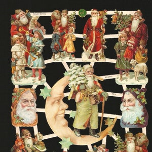 Troquelado en relieve de estilo vintage alemán - Luna de Papá Noel navideña EF7314