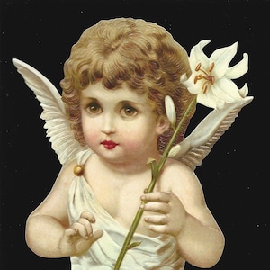 Ernst Freihoff mbh, recorte em relevo alemão estilo vintage - anjo grande de Páscoa/Natal BK5100 (série BK)