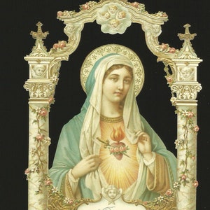 Rilievo in rilievo con fustella in stile vintage tedesco - Grande Maria Natale Pasqua Religiosa BK5144 (serie BK)