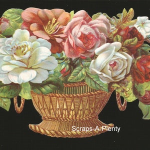 Großer Korb mit Rosen Blumenmuster im Vintage-Stil aus Deutschland, Serie BK5078