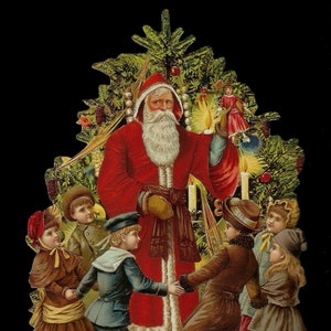 Fustella in rilievo in stile vintage tedesco con Babbo Natale e bambino di grandi dimensioni BK5161 (serie BK)
