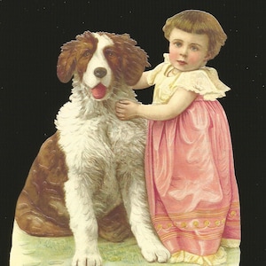 Rilievo in stile vintage tedesco in rilievo - Bambino grande con cane BK5071 (serie BK)