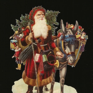 Fustella in rilievo in stile vintage tedesco - Grande Babbo Natale con giocattoli BK5049 (serie BK)