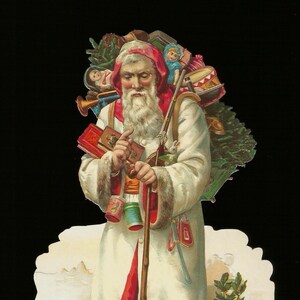 Rilievo in rilievo in stile vintage tedesco - Grande Babbo Natale con giocattoli BK5067 (serie BK)
