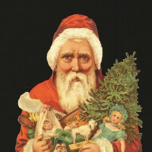 Rilievo in rilievo in stile vintage tedesco - Grandi giocattoli e alberi di Natale di Babbo Natale BK5150 (serie BK)