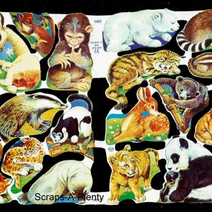 Troqueles de corte en relieve de estilo vintage en inglés de Mamelok: crías de animales: ciervo, tigre y gatito 1487