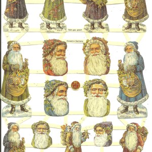 Alemão em relevo PRATA GLITTER estilo vintage sucata cortada - Papai Noel colorido de Natal EF7304G
