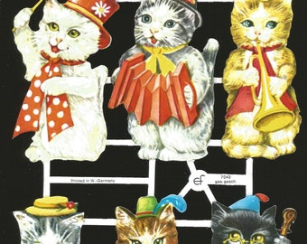 Recorte troquelado alemán en relieve - Gatitos / Gatos Instrumentos musicales EF7043