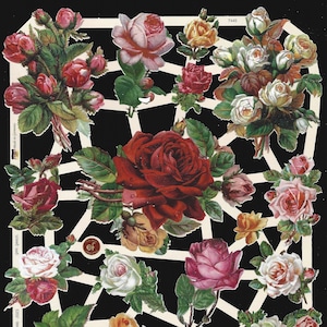 Deutsche Prägung Vintage Stil Stanzform Rote Rosen & Knospen EF7445 (Neues Design 2023)