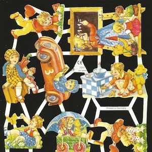 Troquelado en relieve de estilo vintage alemán: preciosos niños victorianos jugando EF7011 SE (edición especial)