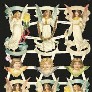 Troquelado en relieve de estilo vintage alemán - Ángel de Navidad y Pascua EF7332