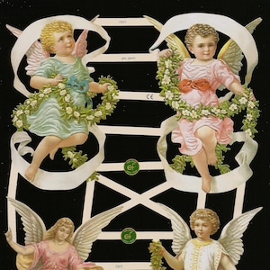 Troqueles de corte en relieve de estilo vintage alemán - Ángeles de Navidad y Pascua EF7371
