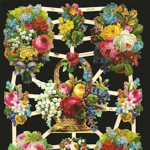 Troquelado en relieve estilo vintage alemán - Flores llamativas ¡GUAU! EF7345