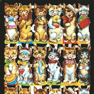 Troqueles de corte en relieve de estilo vintage alemán: dibujos animados de gatos y gatitos EF7138