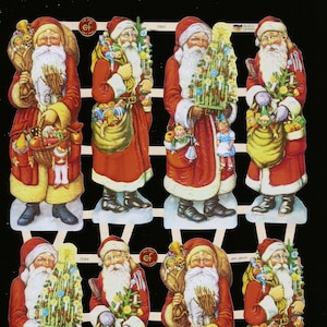 Troquelado de estilo vintage alemán en relieve - Un montón de preciosos Papá Noel navideños EF7084