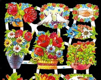 Flowers Doves & Children EF7185 German Embossed Vintage Style Scrap Die Cut Flowers Doves & Children EF7185 German Embossed Vintage Style Scrap Die Cut