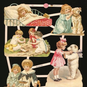 Découpage à l'emporte-pièce de style vintage allemand en relief - Chien ours en peluche précieux pour enfants EF7395