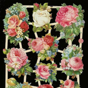 Troqueles de corte en relieve de estilo vintage alemán: rosas y flores de colores EF7411