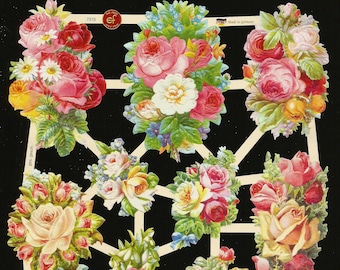 Flowers Doves & Children EF7185 German Embossed Vintage Style Scrap Die Cut Flowers Doves & Children EF7185 German Embossed Vintage Style Scrap Die Cut