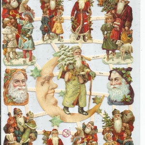 Recorte de sucata de prata com glitter em relevo alemão - Lua de Papai Noel EF7314G