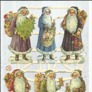 Relevo alemão em prata com glitter estilo vintage, recorte em relevo - Papai Noel EF7305G