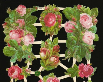 German Embossed Vintage Style Scrap Die Cut Relief - Rose Bouquets WOW EF7328