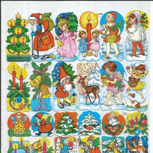 Troqueles de corte en relieve de estilo vintage con purpurina plateada en relieve alemán: Papá Noel, ángeles, ciervos, árboles, velas, EF7150G