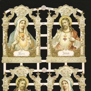 Troquelado en relieve de estilo vintage alemán - Religioso de Pascua, Navidad, Jesús, María EF7366