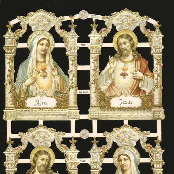 German Embossed Vintage Style Scrap Die Cut Relief - Easter Christmas Jesus Maria Religious EF7366