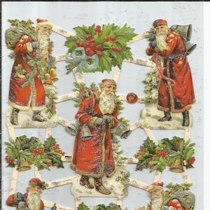 Troqueles de corte en relieve estilo vintage con purpurina plateada y estampado alemán - Papá Noel navideño EF7361G