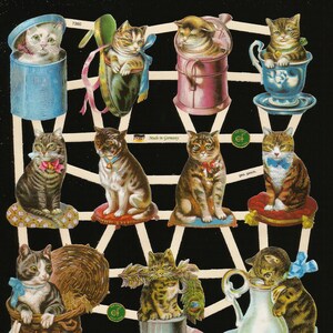 Relieve troquelado de estilo vintage alemán - Gatitos/Gatos en contenedores EF7360