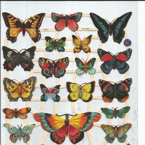 Troquelado de estilo vintage con purpurina plateada en relieve alemán - Mariposas de colores llamativos EF7324G