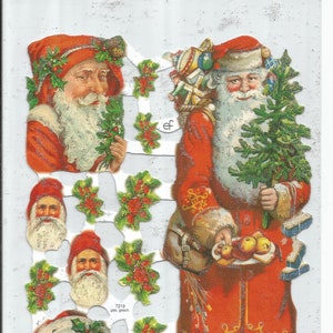 Alemão em relevo PRATA GLITTER estilo vintage sucata corte relevo - Papai Noel de Natal EF7219G
