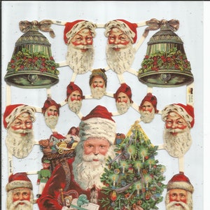 Troqueles de corte en relieve estilo vintage con purpurina plateada y estampado alemán - Papá Noel navideño EF7220G