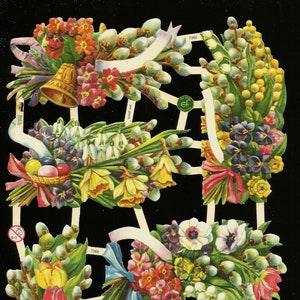 Troqueles de corte en relieve de estilo vintage alemán - Flores de primavera de Pascua EF7369
