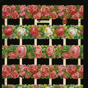 German Embossed Vintage Style Scrap Die Cut - Border Roses / Flowers EF7373