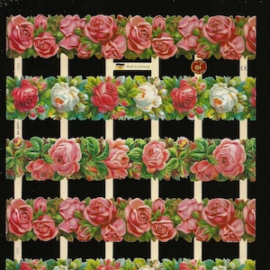 German Embossed Vintage Style Scrap Die Cut - Border Roses / Flowers EF7373