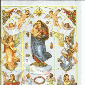 Recorte de sucata em estilo vintage com glitter prateado em relevo alemão - Anjos de Páscoa e Natal EF7024G