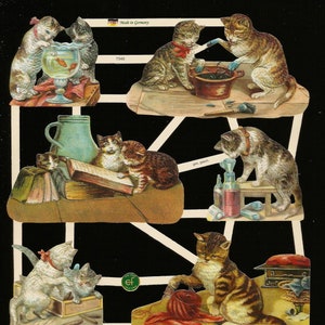 Troqueles de corte en relieve de estilo vintage alemán - Gatitos juguetones / Gatos demasiado lindos EF7340