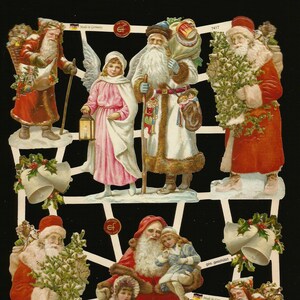 German Embossed Vintage Style Scrap Die Cut - Christmas Santa, Angel & Children EF7417
