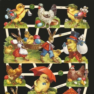 Relevo em relevo alemão estilo vintage sucata corte relevo - coelhinhos da páscoa EF7421